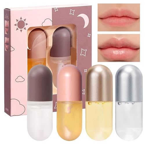 4 Pcs Lip Plumper Lip Care Serum Kit Lip Plumper Lippenfüller Booster Volume Extreme For Fuller Hydrated Beauty Base Moisturizer Praller Lipgloss Natural Lip Care Serum Lips Lippenpomade-Kit