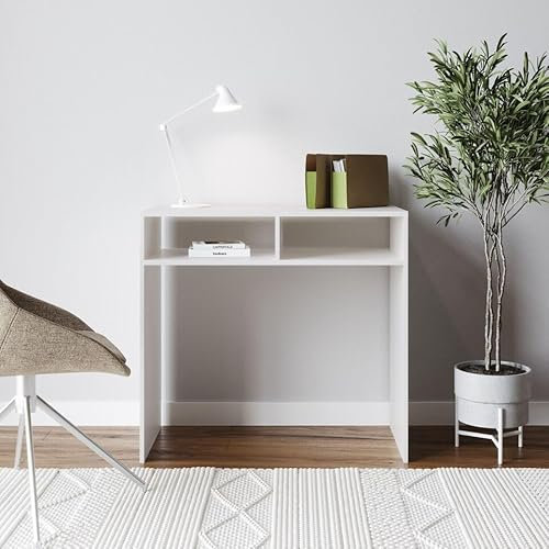 URBNLIVING 80cm Wood Console Table PC Laptop Computer Desk Office Hallway 2 Storage Shelves