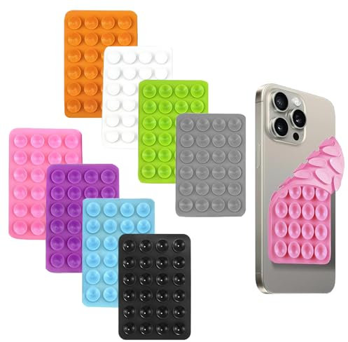 Funnaura 8PCS Double Silicone Suction Phone Case for Iphone Android Smartphone, Sticky Pad Holder