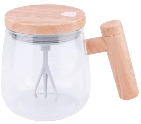 BlueEour Self Stirring Mug, 400ml Electric Mixing Cup with Lid & Handle, 7000rpm High Speed Electric Stirring Coffee Mug, Portable High Borosilicate Glass Coffee Mug for Home Office Travel Coffee Milk