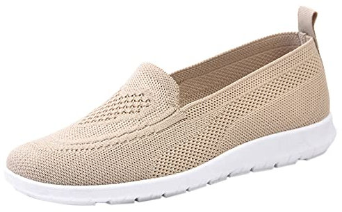 Scarpe pianta Larga Donna Scarpe Antinfortunistiche Impermeabili Ballerine a Punta Donna Mocassini Donna Scarpe Donna pianta Larga (Khaki, 40)