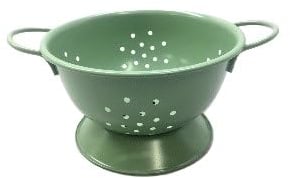 Colander, 21cm Diameter x 11.5cm Height, Enamel Coated, Stainless Steel (Pastel Green)