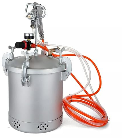 Paint Pressure Pot 10L 2 Gallon Pressure Tank Pot Air Paint Spray Gun Painter with 3mm Nozzle and 2 Hoses 45 to 60 PSI Paint Pressure Tank for Industrial Commercial Painting Colorful Latex Paint