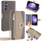 Ciciber Ttusy Hülle für Samsung Galaxy A55 5G mit Metallkette, Leder Flip Wallet Handyhülle mit Magnetischem Reißverschluss und Ständer Handykette Kartenfächer Spiegel Folio, Grau