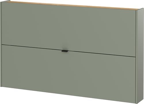 Germania Schuhschrank 1392-629 GW-Ameca, in Taupegrün/Navarra-Eiche-Nb., mit geringer Tiefe, 140 x 83 x 18 cm (BxHxT)