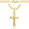 AMAR PRAGNA goldkette herren mit kreuz 585, Kette Herren 925/585 - kreuz kette herren gold 585 massiv - 5 mm, Kreuz Kette 70 cm - Goldkette Kreuzkette - Halskette Herren Panzerung