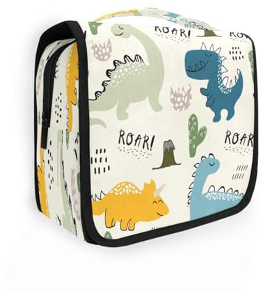 Trousse de toilette de voyage à suspendre pour femmes, hommes et filles, motif dinosaure animal étanche, trousse de maquillage pour produits cosmétiques pour les essentiels de voyage, multicolore,