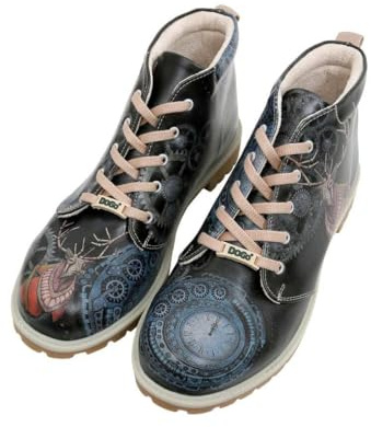 Homme Cuir Vegan Bleu Foncé Bottines - Times Up Deer Motif