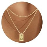 BodyBonita Kette Mit Buchstaben - 14K Vergoldet Initialen Halskette, Layered Goldkette Mit Namen, Exquisit Anhänger A-Z Namenskette Personalisierte für Damen Mädchen
