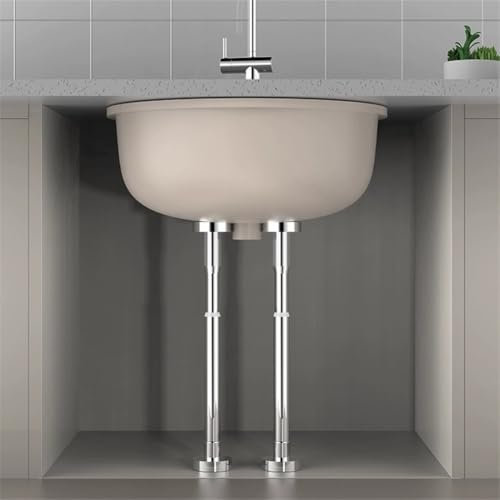 RANRAO 2 soportes de fregadero de montaje inferior, soporte ajustable para fregadero de cocina, patas de soporte de acero inoxidable, para cocina, fregadero de baño (50-80 cm, negro)