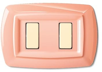Placca serie Tondo', 2 moduli, plastica, arancione pastello, compatibile con BTicino Magic - Elettrocanali ECL2592PO
