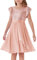GRACE KARIN Mädchen Elegant Pailletten Partykleid Sommer A-Linie Flügelärmel Partykleid Roségold 10 Jahre