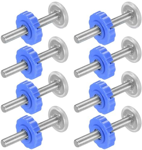 4 Stair Gate Screws + 4 Baby Gate Wall Protector, Pressure Mounted Baby Gate Threaded Spindle Rods, Dog Safety Gate Wall Protector for Stair (Blue, M10)
