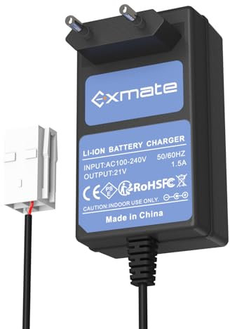 Exmate Chargeur Compatible avec Les Batteries 20V Li-ION 50032492, 50032774, WA3230, WA3231 / Sortie 21V, 1,5A