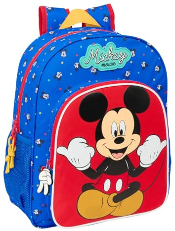 safta Mickey Mouse Good Day Schulrucksack für Kinder, Kinderrucksack, anpassbar an Kinderwagen, ideal für Kinder im Schulalter, bequem und vielseitig, Qualität und Widerstandsfähigkeit, 32 x 12 x 38