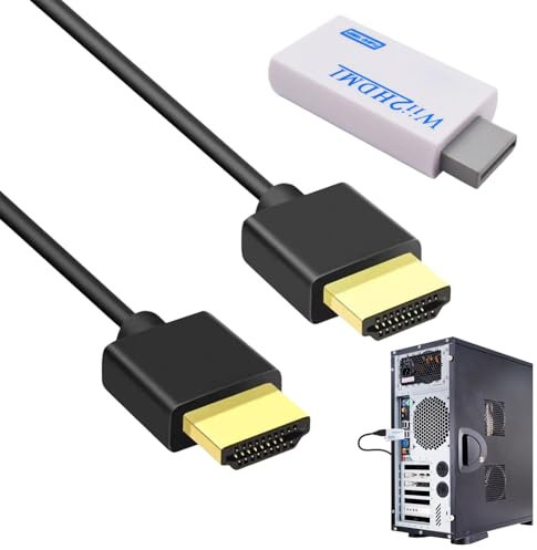 ExcellaElite Adaptateur Wii vers HDMI avec câble HDMI haute définition de 0,5 m pour sortie vidéo et audio haute définition 1080p/720p compatible avec tous les modes d'affichage Wii (blanc)