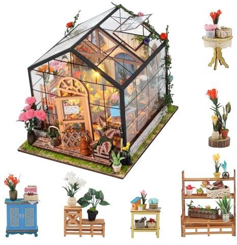 RYAN Maquette en Bois a Construire avec Lumineuse LED Maison Miniature a Construire DIY Serre Transparente Maquette pour Loisirs Créatifs Adultes Cadeaux pour Ami
