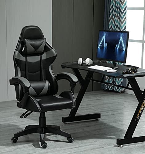 mcc direct Bürostuhl Ergonomisch, Schreibtischstuhl, Drehstuhl, Gaming Sessel, Gaming Stuhl (Grau)