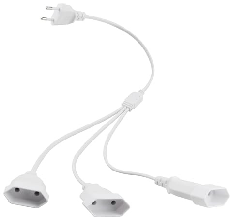 GZGXKJ Verlängerungskabel Flachstecker 3 in 1 Eurostecker Verlängerung 0,5M Stromkabel Verlängerung Weiß Flaches Stromkabel Verlängerungsstecker für Computer Kopierer Projektoren Anzeigen