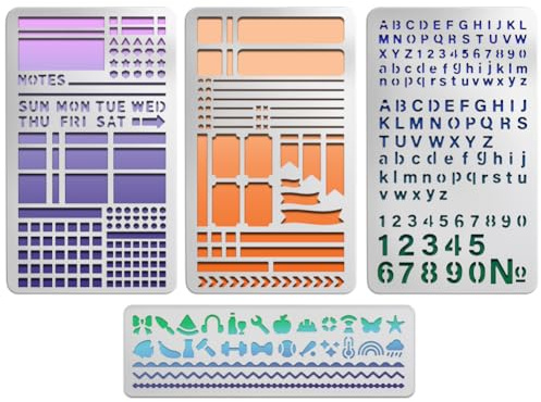 UNICRAFTALE 1 Stk Metall Banner Schablone Journal Vorlage Für Journaling Wiederverwendbare Edelstahl Buchstaben Zahlen Schablonen Für Punktraster Notizbuch Tagebuch Lesezeichen Planung