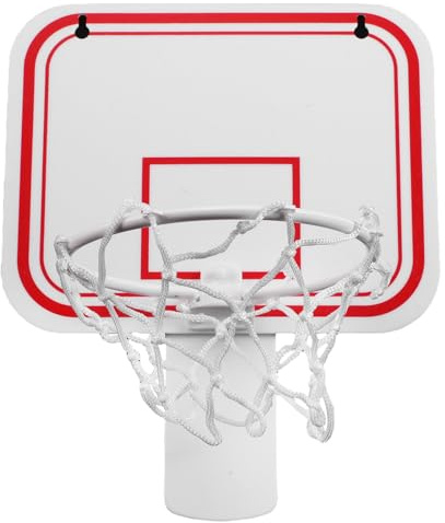 Amosfun Clip-on Trash Can Basketball Hoop with Mini Backboard and Net, White Plastic Material, Promotes Environmental Awareness, Suitable for Home and Office Use