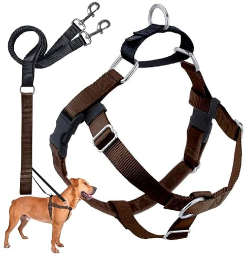 2 Hounds Design Freedom No-Pull Dog Harness with Leash, X-Large, 1-Inch Wide, Brown