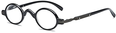 VEVESMUNDO Lesebrillen Herren Damen Retro Runde Klassische Vollrandbrille Arbeitsplatzbrille Vintage Klar Lesehilfe Sehhilfe Brillen mit Sehstärke (1 Stück Schwarz Lesebrille, 2.5)
