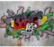 decomonkey - Papier Peint Panoramique Graffiti 250x175 cm - Décoration murale moderne – Tapisserie décorative pour chambre salon - Inscriptions murales de graffitis en anglais
