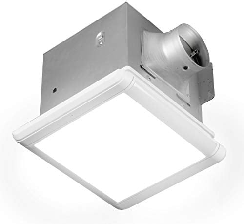 Homewerks 7145-80V-HS Dual Speed Badabluftventilator mit integrierter dimmbarer LED und automatisierendem Feuchtigkeitssensor, 1,0-1,5 Sones 80-110 CFM, Smart Moisture White