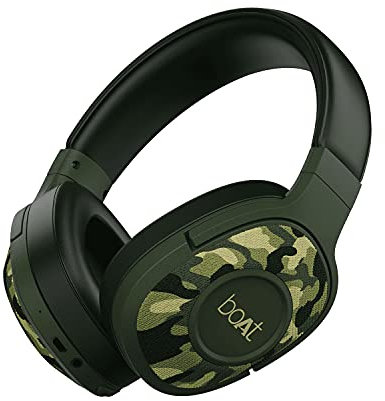 boAt Rockerz 550 Over Ear Bluetooth Headphones with Upto 20 Hours Playback, 50MM Drivers, Soft Padded Ear Cushions and Physical Noise Isolation, Without Mic (Army Green)