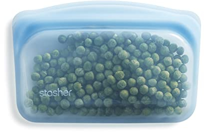 Stasher Bag Premium Silikonbeutel wiederverwendbar für Lebensmittel, Snack-Beutel, Blau, Dauerhaft, Backofen, spülmaschinen & gefriersicher, Umweltfreundlich, Lunch-Tasche, Leckagefrei, 355ml