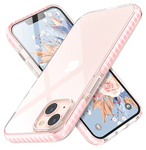 MATEPROX Clear Case Compatible with iPhone 13 Cases Ultra Slim Crystal Transparent Protective Cover Anti-Yellow Shockproof Bumper Cases for iPhone 13 6.1'' 2021-Pink
