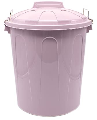 CABLEPELADO Cubo de Basura con tapa, Cubo basura Industrial, Cubo basura Plástico con asas metálicas, Contenedor residuos, 40 cm alto x 33 cm Diámetro superior, Capacidad 21 Litros, Rosa claro