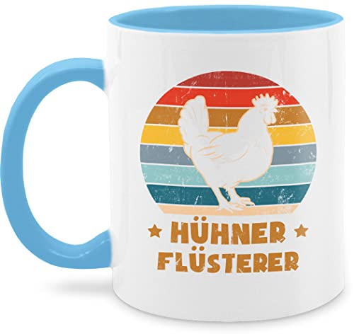 Tasse Tassen 325ml - Statement - Hühner Flüsterer Vintage - 325 ml - Hellblau - mit hühnern kaffetassen sprüche statements huhn haferl statement-tasse frohes neues jahr kaffeetasse new year