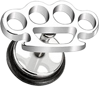 Taffstyle Runde Ohrring Ohrstecker Fake Piercing Ohr Plug Flesh Tunnel Ohrpiercing Platte Stecker mit Schlagring Style Silber