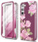 SURITCH Coque Samsung Galaxy S23 Floral 360 Degrés Bumper Souple Integrale Antichoc Etui Protection Avant et Arrière Housse pour Samsung Galaxy S23(Rose)