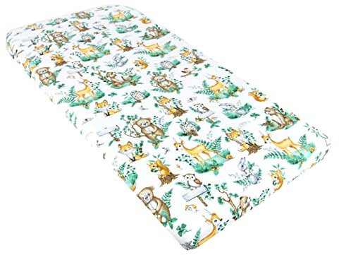BABYLUX Baby Spannbettlaken für Kinderbett - 100% Baumwolle,60x120 / 70x140 cm weich und bequem, passend für alle Standardmatratzen, (123. Waldtiere, 60x120cm)