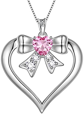 Aurora Tears Liebe Herz Bogen Anhänger Halsketten 925 Sterling Sliver Rosa Bogen Cubic Zirkonia Herz Schmuck für Frauen DP0343W