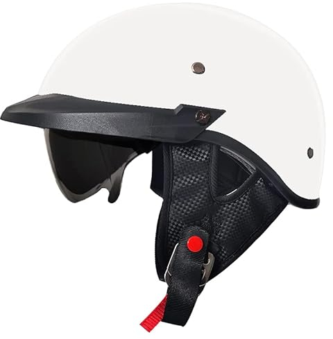 CHAOYANG Casco da moto vintage, Casco Moto Adulto, Casco Semi Aperto Con Visiera. Casco Per Scooter Atv Casco, Casco Di Sicurezza Certificato ECE (Bianco,S)