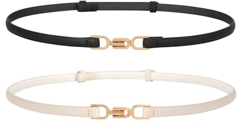 WERFORU Leder Skinny Frauen Gürtel Mode Damen dünne Leder Taillengürtel für Kleider mit Goldschnalle