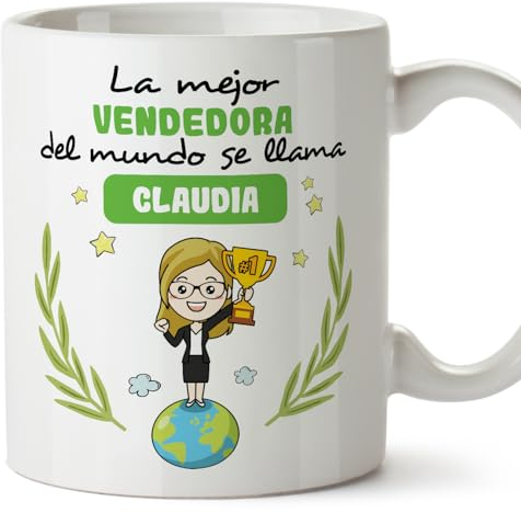 MUGFFINS Tazas Personalizadas para VENDEDORA mujer - En Español - Eres Mejor del Mundo - 11 oz / 330 ml - Regalo Personalizable original y divertido