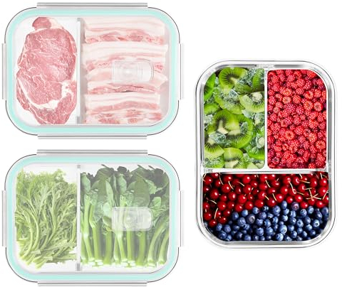 RTUIY Glass Food Storage Containers with Lids of 1040ML*3, BPA-Free Glass Meal Prep Containers with Lids,Meal Prep Containers Reusable Glass,Glass Lunch Box