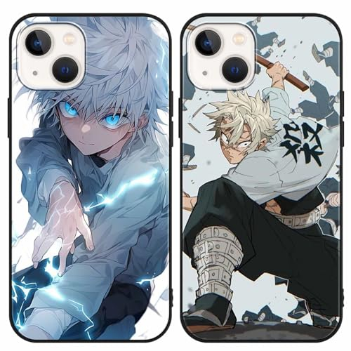 2 Stück Handyhülle für iPhone 13/iPhone 14 Hülle 6.1 Zoll, Anime Shinazugawa Sanemi Manga Mode Muster Design Case Cartoons Schutzhülle TPU Silikon Ultra Dünn Charmant für Jungen