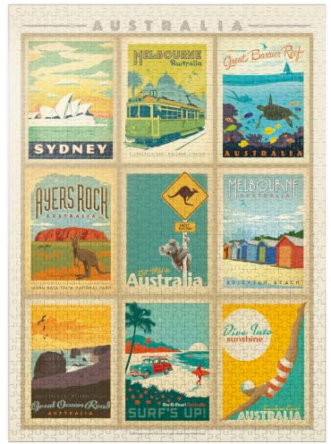 MyPuzzle Australia: Multi-Image Print, Vintage Poster - Premium 1000 Piece Jigsaw Puzzle for Adults