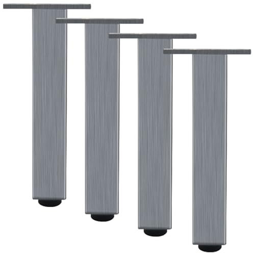 SZLXJMFL Gris, Lot de 4 Pieds de Meubles Pied de Table Ronds Réglable, Aluminum Alloy 6-40cm Socles Pieds Meuble Cuisine TV Commode Pieds pour Meuble de Salle de Bain Vis Inclus-15cm/6