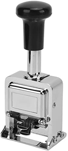 WGFOIP Number Stamp, Zinc Alloy Shell Automatic Jump Self-Inking 5 Digit Machine with Rubber Handle, for Banking Accounting
