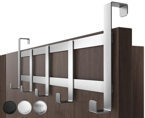 4smile Türgarderobe zum Einhängen – Türhaken aus Edelstahl, flexible Kleiderhaken Tür, robust - Vielseitige Haken zum Einhängen, platzsparende Türhakenleiste für gesamte Wohnung