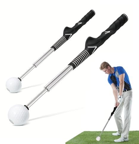 Puedno Retractable Golf Swing Training Aid, Telescopic Golf Swing Trainer Golf Grip Trainer for Warm-up Practice, Golf Training Aids