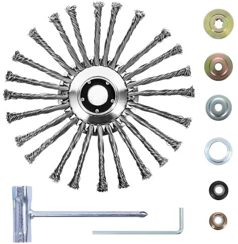 vidica 10 Inch Weed Eater Attachments, Steel Wire Weed Wacker Blade with Universal Adapter Kits, Indestructible Wire Brush Cutter Blade, Wire Wheel Trimmer Head Replacement for Moss, Weed Removal