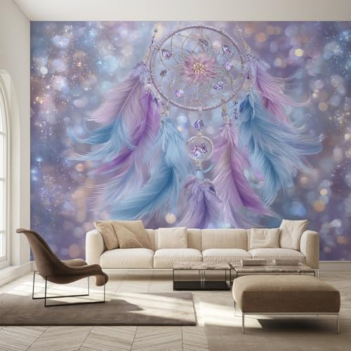 Generisch Tapete Traumfänger, Fototapete Buntefedern, Vliestapete für Schlafzimmer Wohnzimmer, Wand Deko Tapeten, Wandverkleidung 300x210 cm D&O119